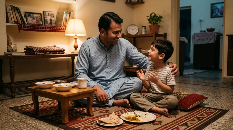 Busy Father spending time
