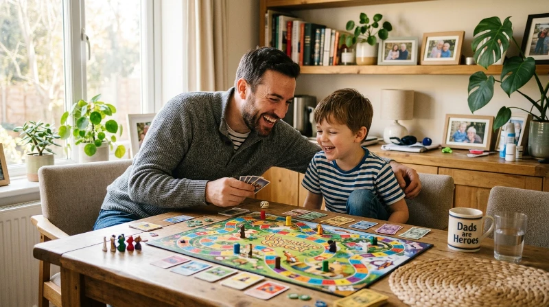 Happy Father and son playing
