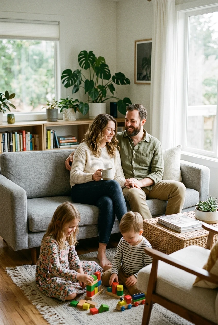 Relaxed happy parents 